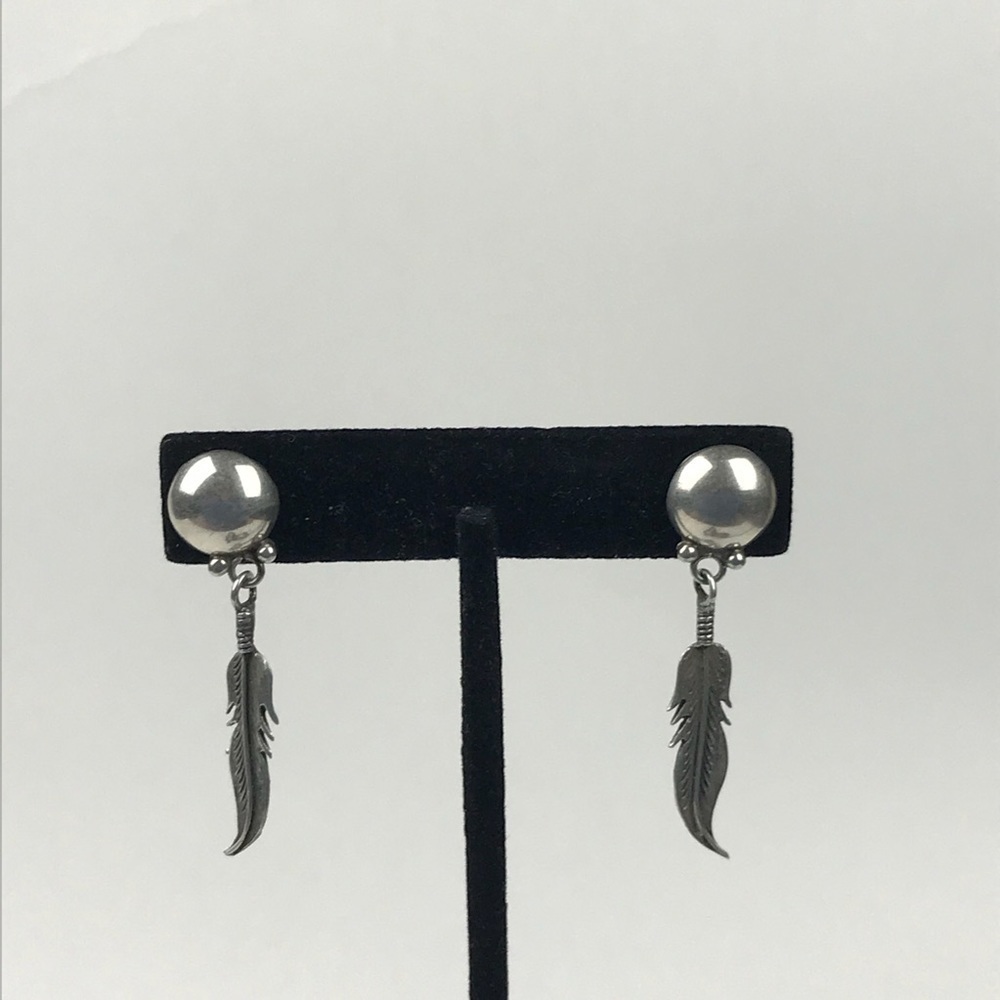 Sterling Silver Native Style Feather Post Earrings